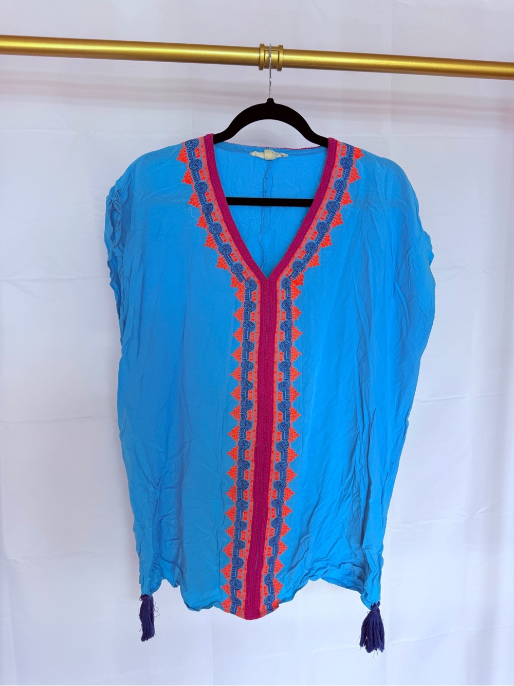 Fringe Studio Turquoise Tunic with Pink Trim